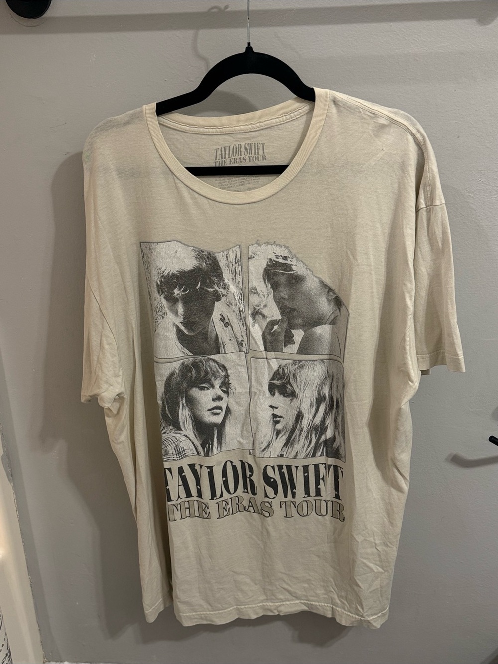 Taylor Swift Cream Short Sleeve 'The Eras Tour' Graphic Tee - Black Print